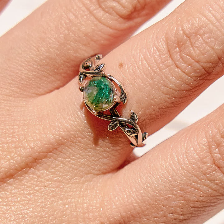 Olivenorma "Waterweed Dream" - Moss Agate Ring - image 1