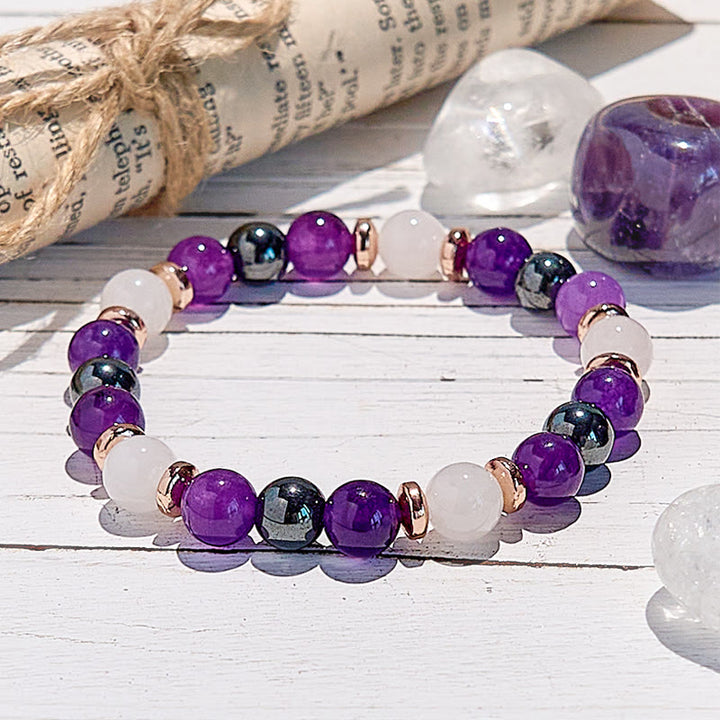 Olivenorma Amethyst Rose Quartz Hematite Beaded Bracelet - image 3