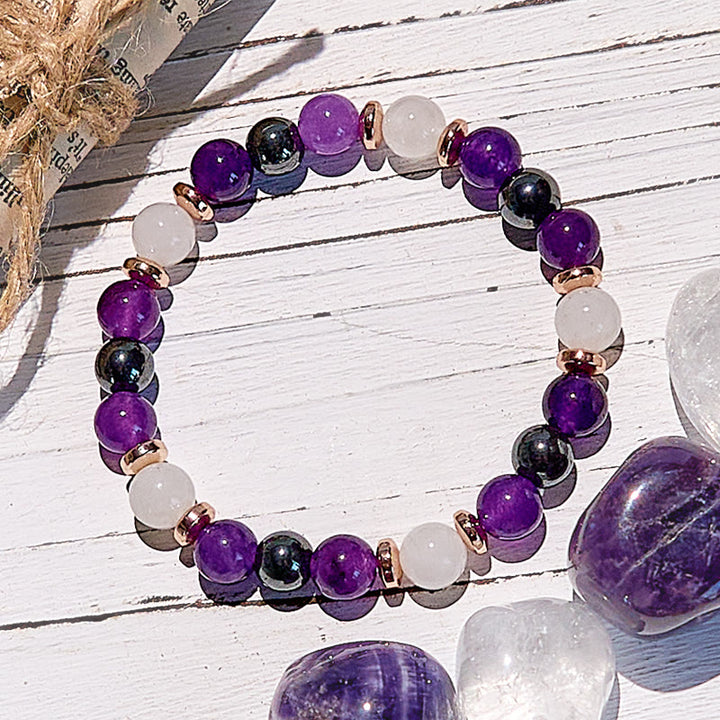 Olivenorma Amethyst Rose Quartz Hematite Beaded Bracelet - image 4