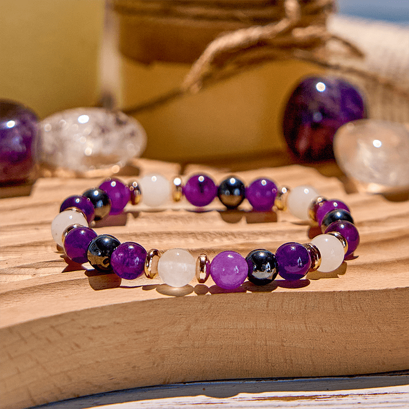 Olivenorma Amethyst Rose Quartz Hematite Beaded Bracelet - image 2