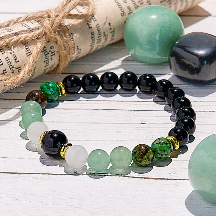 Olivenorma Natural Green Aventurine Obsidian Beaded Bracelet - image 3