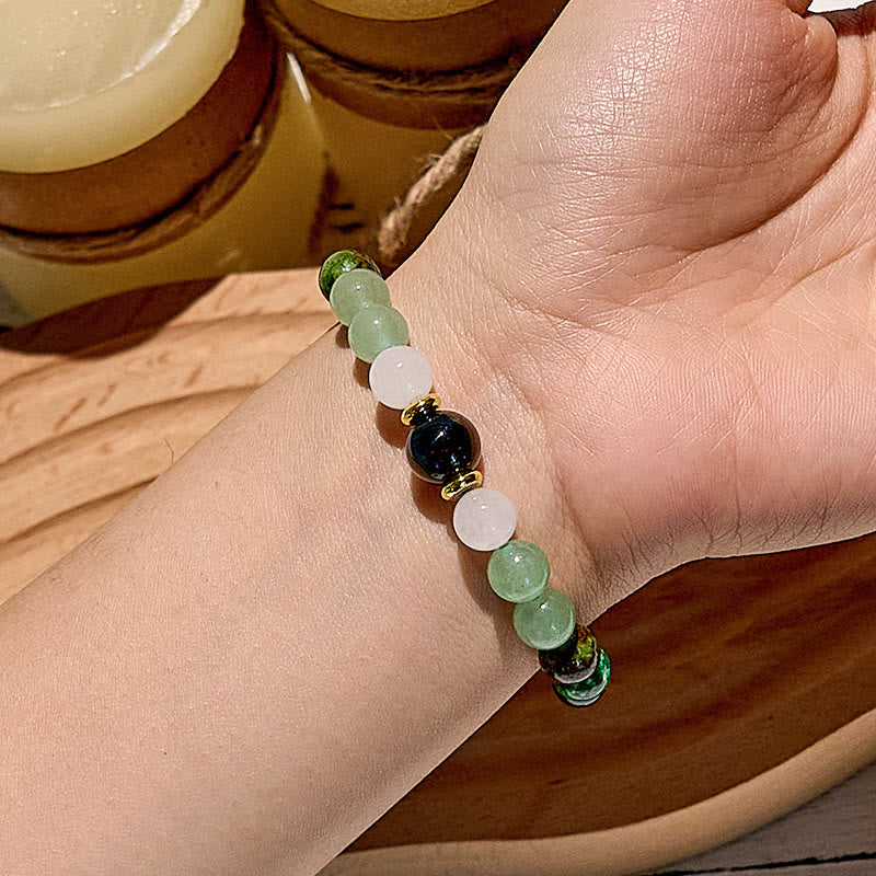 Olivenorma Natural Green Aventurine Obsidian Beaded Bracelet - image 1