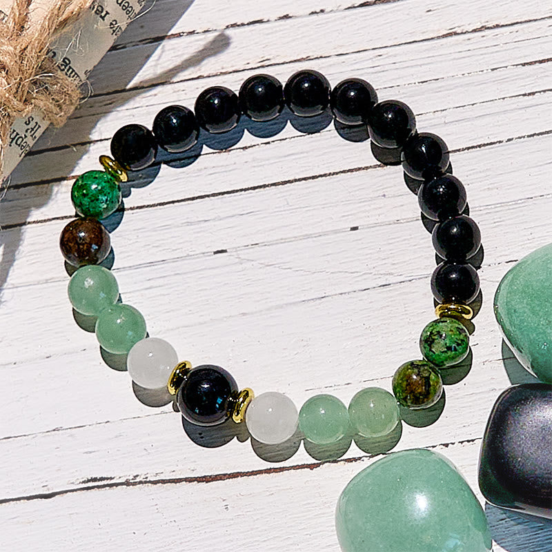 Olivenorma Natural Green Aventurine Obsidian Beaded Bracelet - image 4
