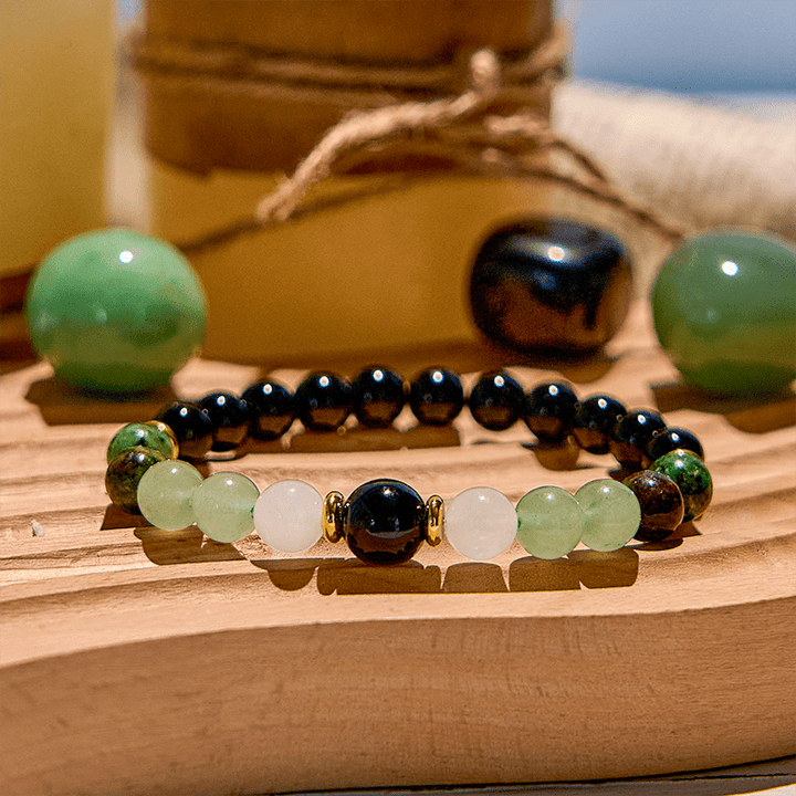 Olivenorma Natural Green Aventurine Obsidian Beaded Bracelet - image 2