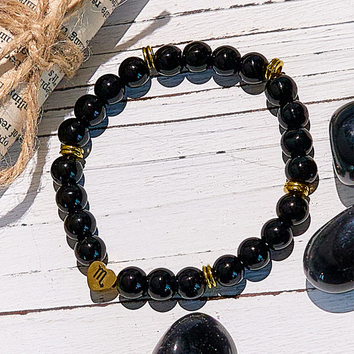 Olivenorma Natural Obsidian Zodiac Beaded Bracelet - image 4