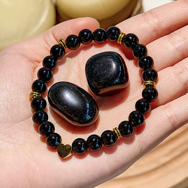 Olivenorma Natural Obsidian Zodiac Beaded Bracelet - Scorpio - image 0