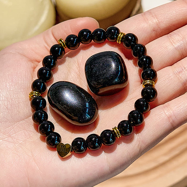 Olivenorma Natural Obsidian Zodiac Beaded Bracelet - Scorpio - image 0