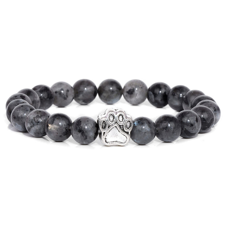 Olivenorma Natural Stone Beaded Dog Paw Pendant Bracelet - Labradorite - image 16