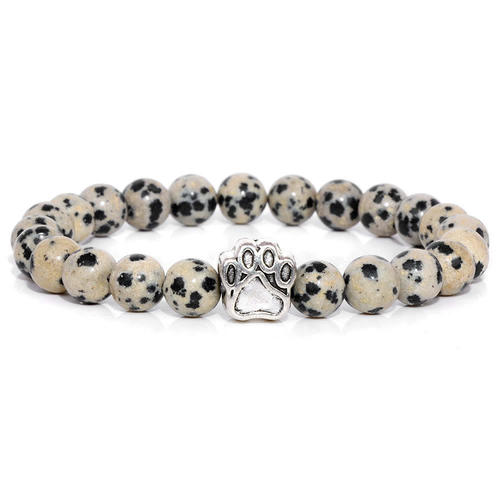 Olivenorma Natural Stone Beaded Dog Paw Pendant Bracelet - Dalmatian Jasper - image 20