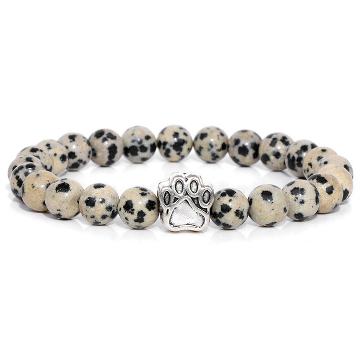 Olivenorma Natural Stone Beaded Dog Paw Pendant Bracelet - Dalmatian Jasper - image 20