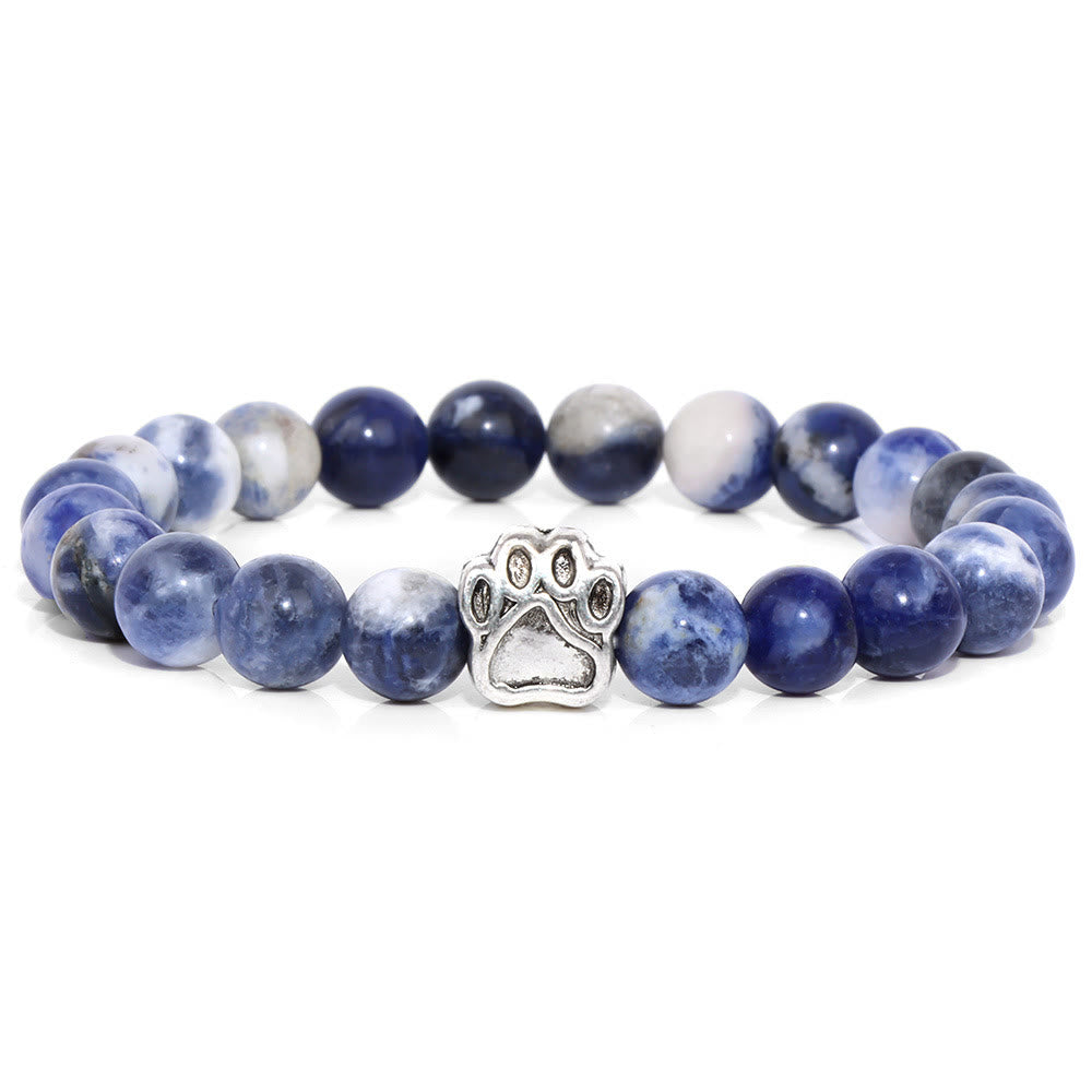 Olivenorma Natural Stone Beaded Dog Paw Pendant Bracelet - Blue Sodalite - image 22