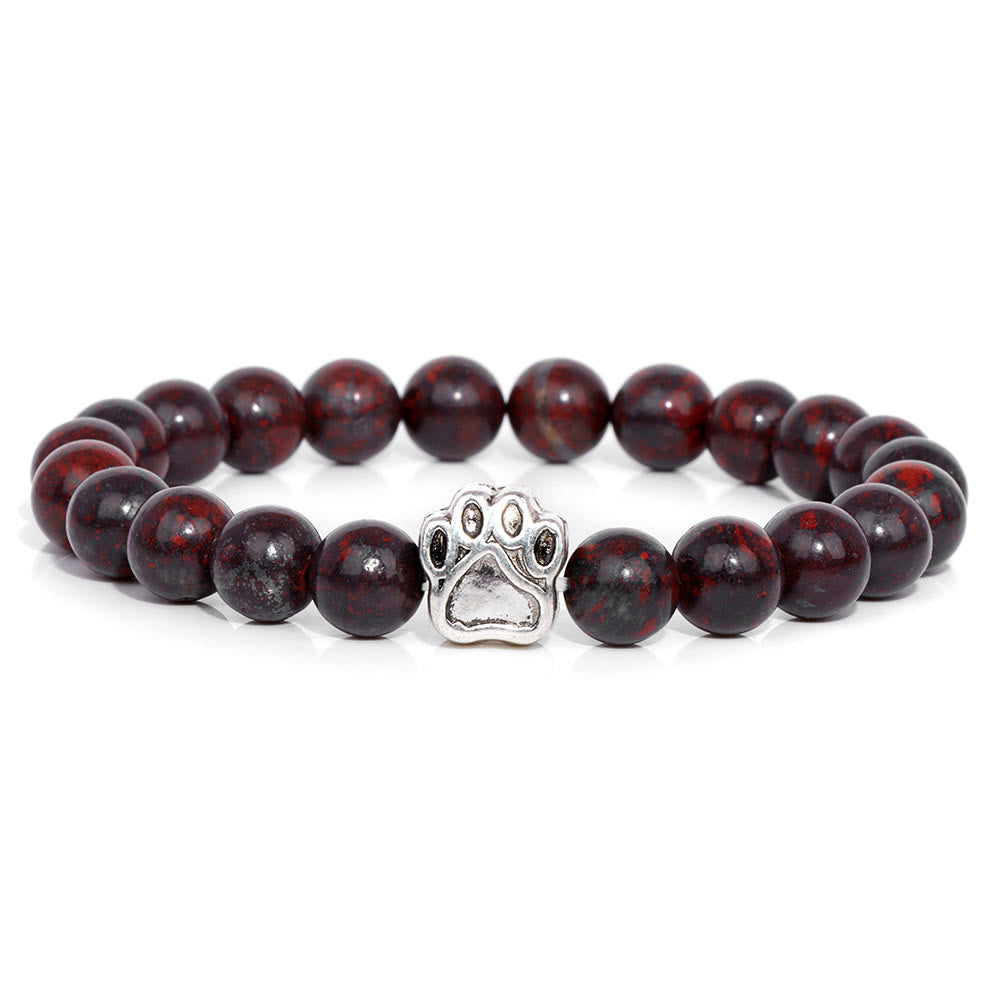 Olivenorma Natural Stone Beaded Dog Paw Pendant Bracelet - Garnet - image 18
