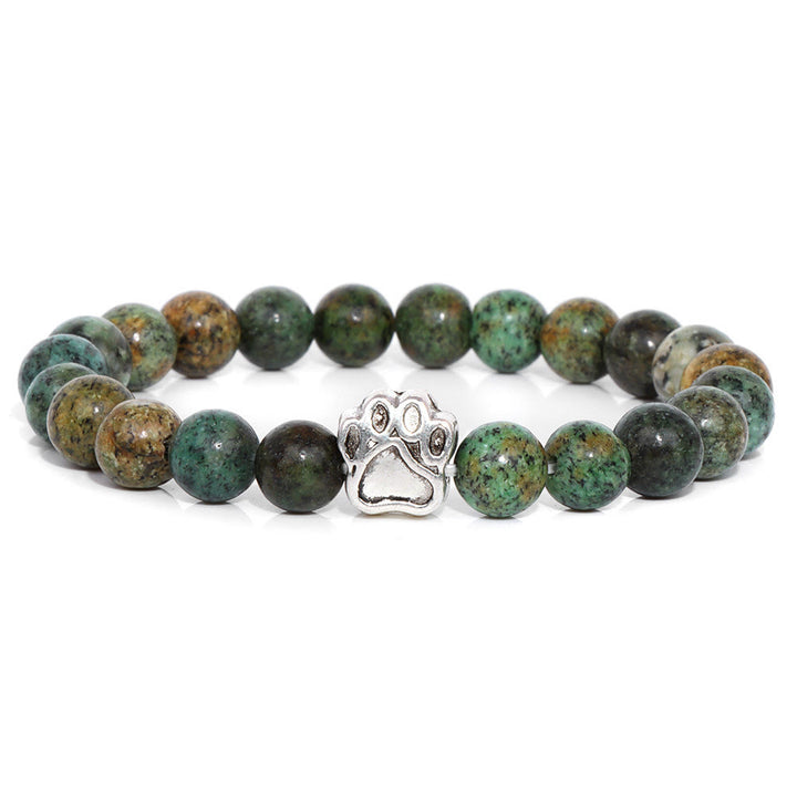 Olivenorma Natural Stone Beaded Dog Paw Pendant Bracelet - African Turquoise - image 8