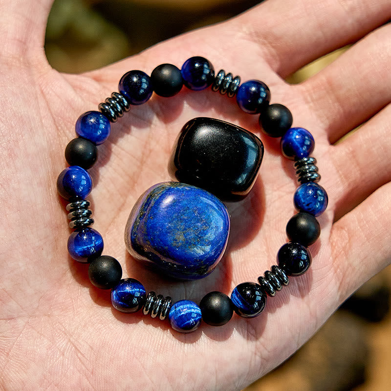 Olivenorma Natural Tiger Eye Hematite Beaded Bracelet - image 2