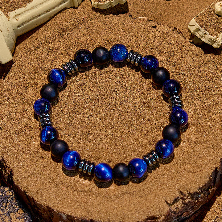 Olivenorma Natural Tiger Eye Hematite Beaded Bracelet - image 3