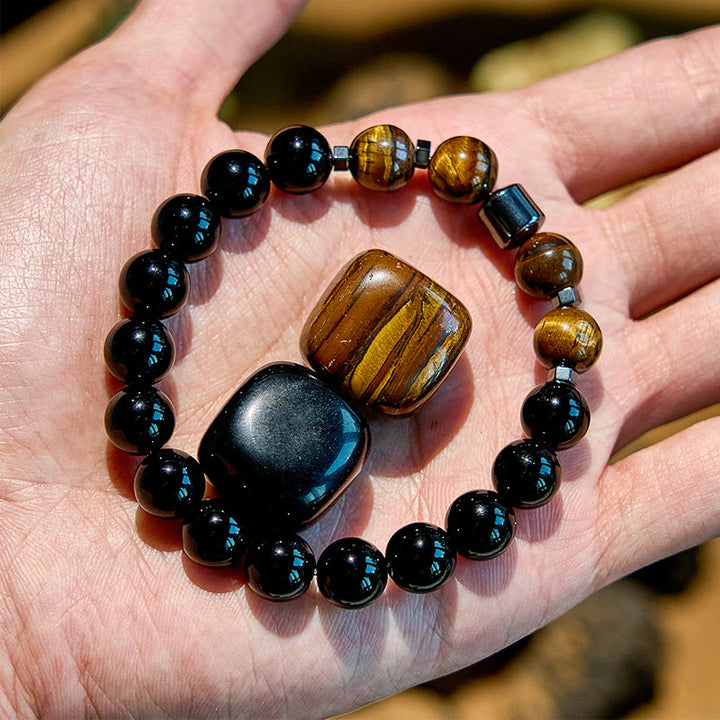 Olivenorma Hematite Tiger Eye Obsidian Beaded Bracelet - image 2