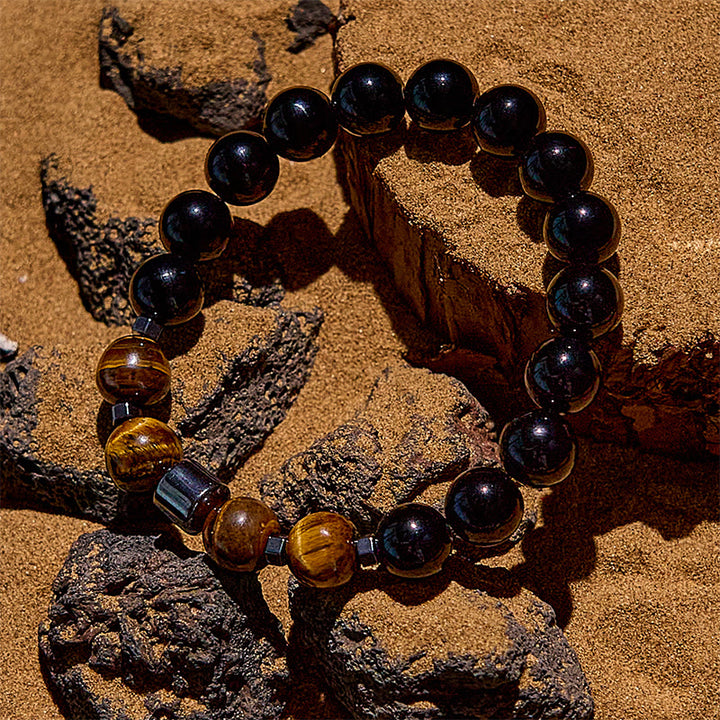 Olivenorma Hematite Tiger Eye Obsidian Beaded Bracelet - image 3