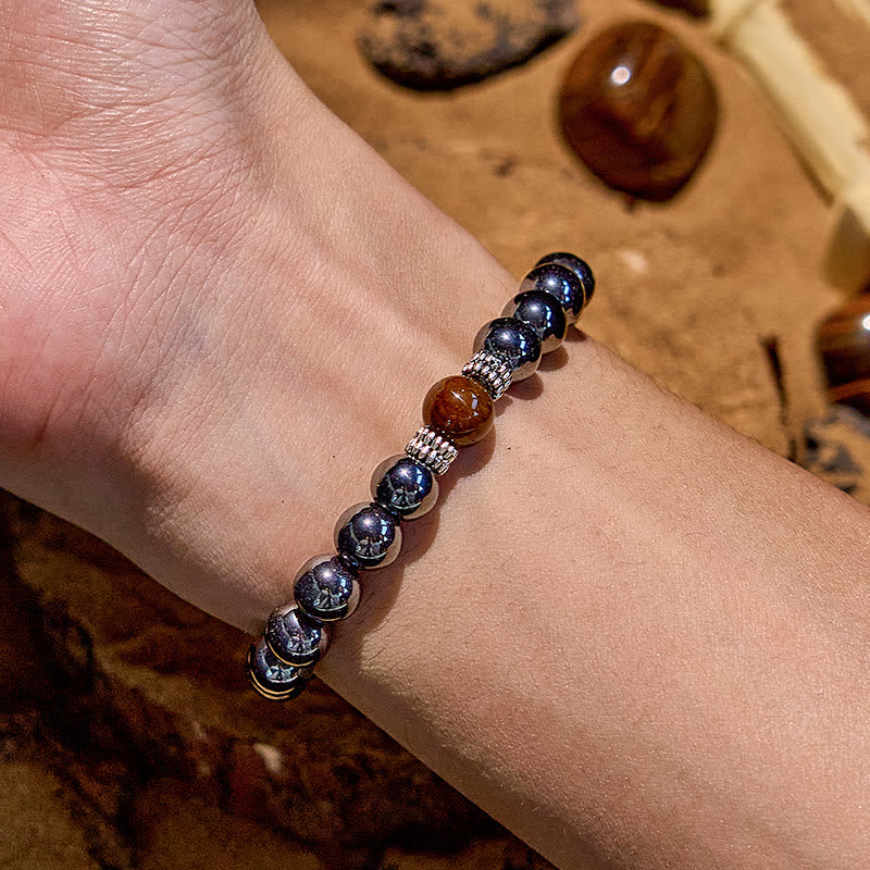 Olivenorma Natural Tiger Eye Black Beads Beaded Bracelet - image 1