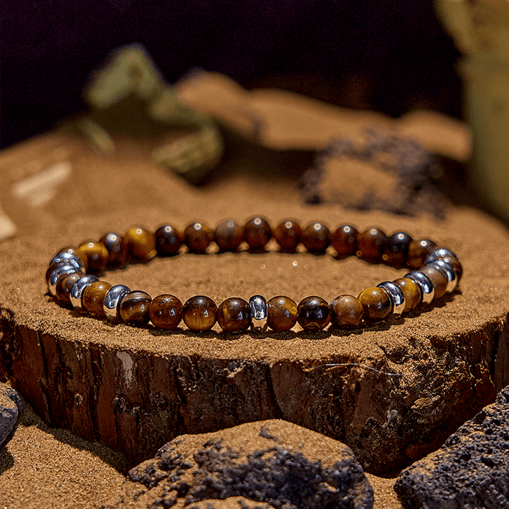 Olivenorma 6mm Natural Stone Beaded Bracelet - Tiger Eye - image 0