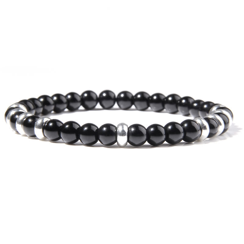 Olivenorma 6mm Natural Stone Beaded Bracelet - Obsidian - image 9