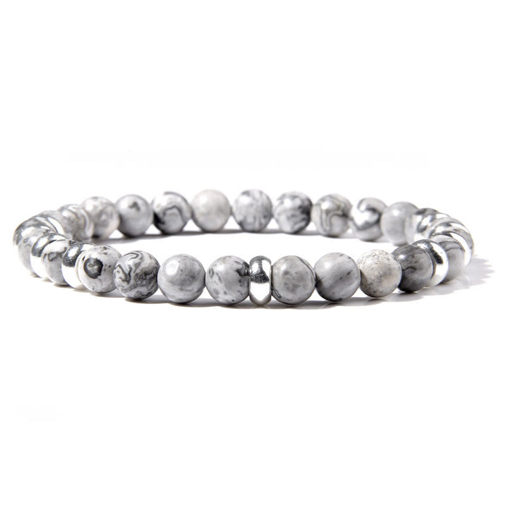 Olivenorma 6mm Natural Stone Beaded Bracelet - Grey Jasper - image 11