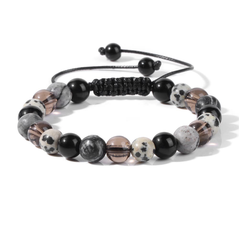 Olivenorma 8mm Natural Stone Beaded Drawstring Bracelet - Dalmatian Jasper&Grey Jasper - image 17
