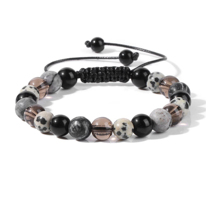 Olivenorma 8mm Natural Stone Beaded Drawstring Bracelet - Dalmatian Jasper&Grey Jasper - image 17