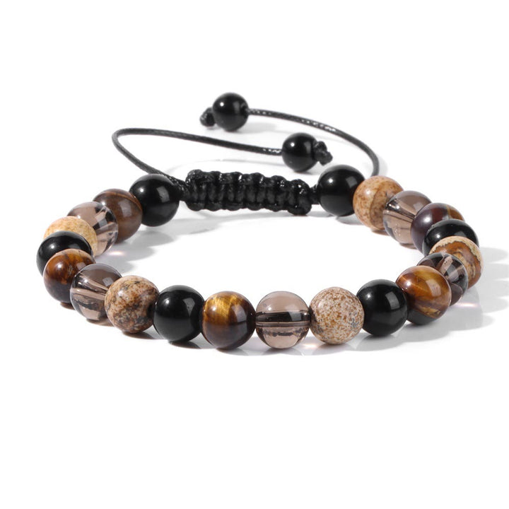 Olivenorma 8mm Natural Stone Beaded Drawstring Bracelet - Tiger Eye&Grey Jasper - image 15