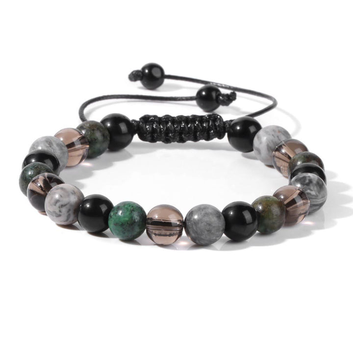 Olivenorma 8mm Natural Stone Beaded Drawstring Bracelet - African Turquoise&Grey Jasper - image 14