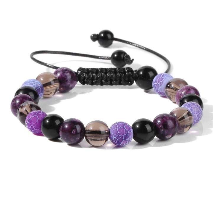 Olivenorma 8mm Natural Stone Beaded Drawstring Bracelet - Charoite&Obsidian - image 18