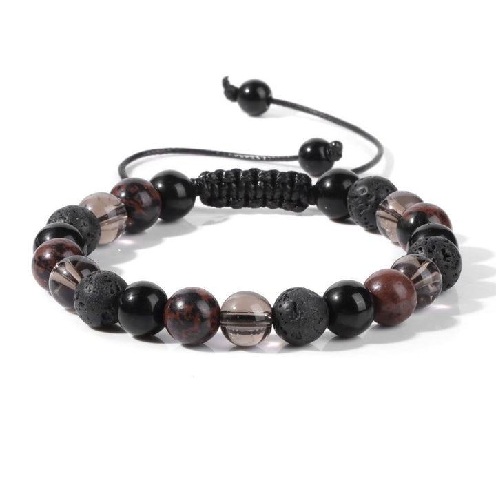 Olivenorma 8mm Natural Stone Beaded Drawstring Bracelet - Lava Stone&Mahogany Obsidian - image 8