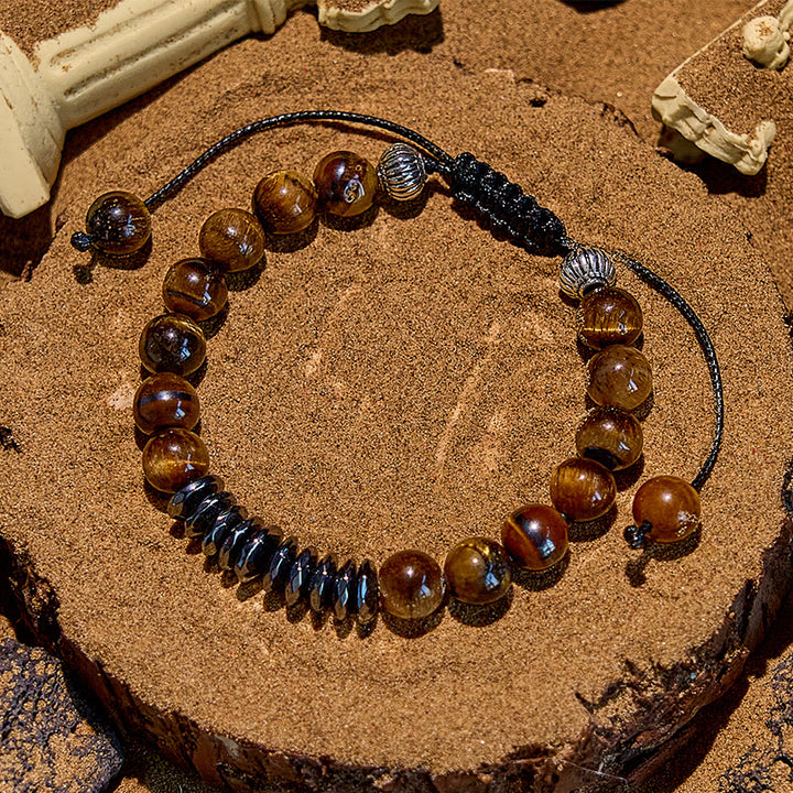 Olivenorma 8mm Tiger Eye Geometric Hematite Bead Bracelet - image 3