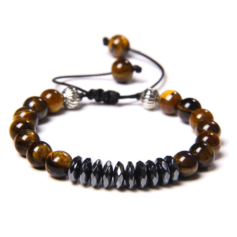 Olivenorma 8mm Tiger Eye Geometric Hematite Bead Bracelet - image 5