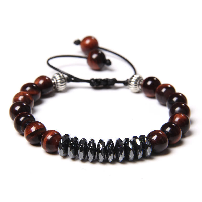 Olivenorma 8mm Tiger Eye Geometric Hematite Bead Bracelet - Red Tiger Eye - image 7
