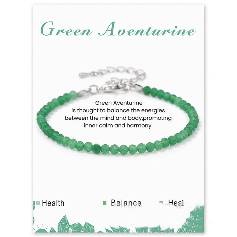 Olivenorma 3mm Natural Stone Faceted Beads Bracelet - Green Aventurine - image 13