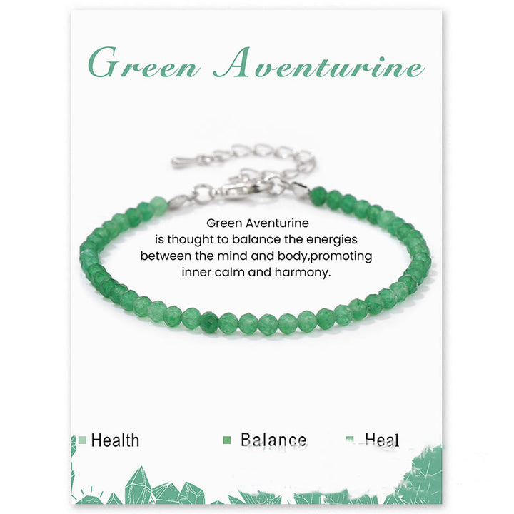 Olivenorma 3mm Natural Stone Faceted Beads Bracelet - Green Aventurine - image 13