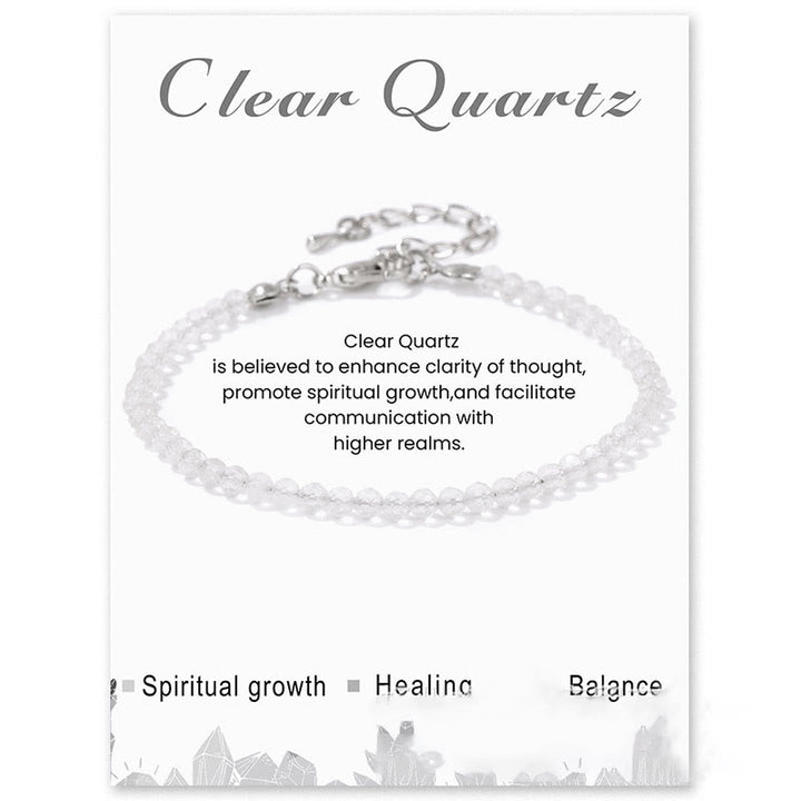 Olivenorma 3mm Natural Stone Faceted Beads Bracelet - Clear Crystal - image 7