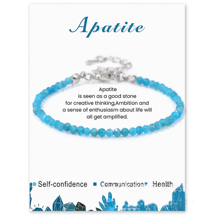 Olivenorma 3mm Natural Stone Faceted Beads Bracelet - Blue Apatite - image 5