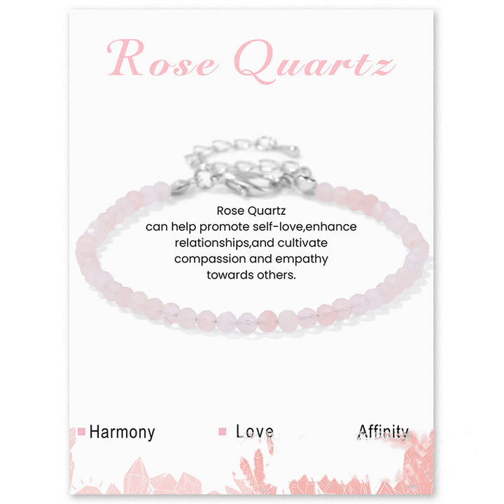 Olivenorma 3mm Natural Stone Faceted Beads Bracelet - Rose Quartz - image 24