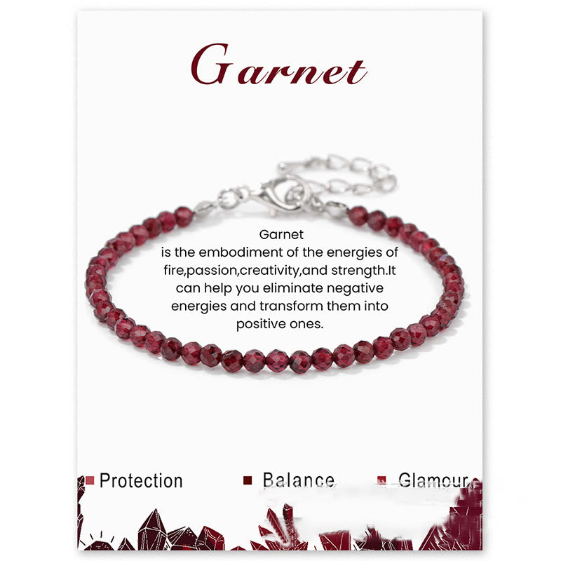 Olivenorma 3mm Natural Stone Faceted Beads Bracelet - Garnet - image 11