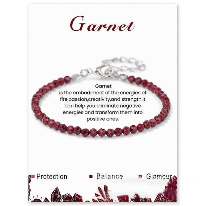 Olivenorma 3mm Natural Stone Faceted Beads Bracelet - Garnet - image 11