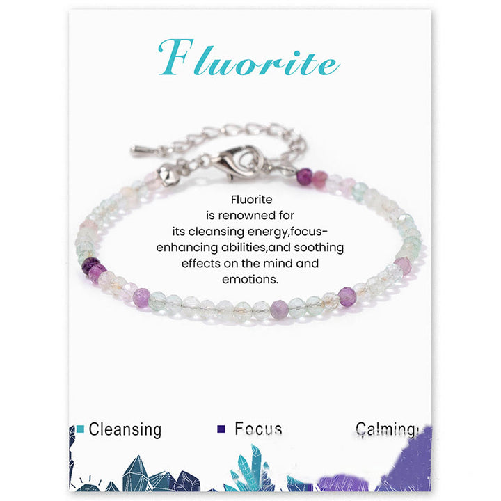 Olivenorma 3mm Natural Stone Faceted Beads Bracelet - Fluorite - image 9