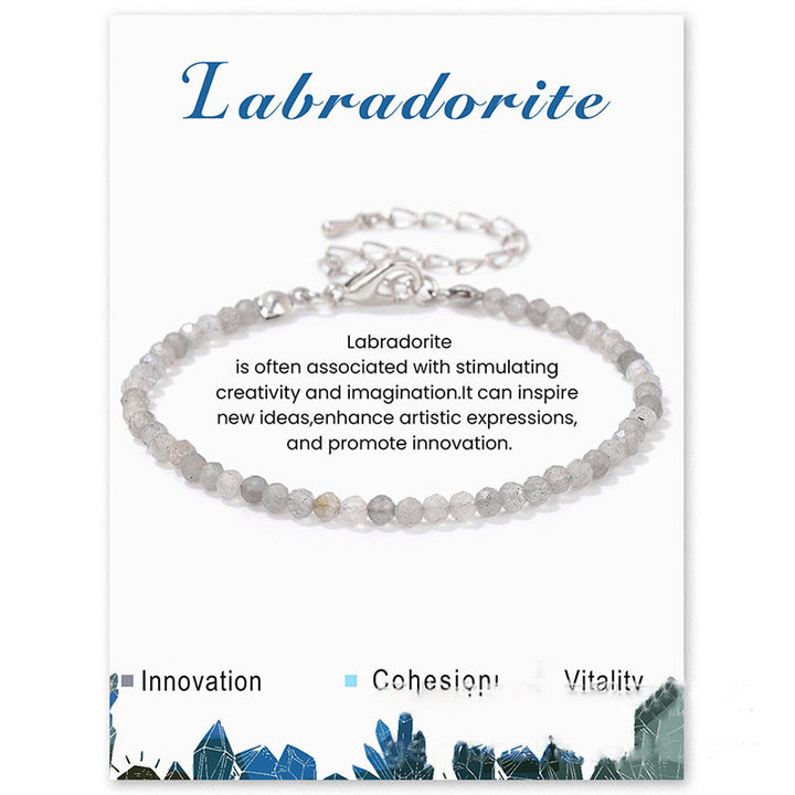 Olivenorma 3mm Natural Stone Faceted Beads Bracelet - Labradorite - image 18