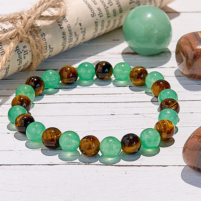 Olivenorma Natural Green Aventurine Tiger Eye Beaded Bracelet - Green Aventurine & Tiger Eye - image 3