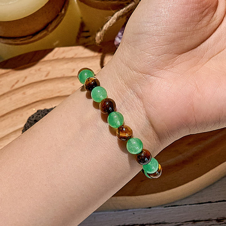 Olivenorma Natural Green Aventurine Tiger Eye Beaded Bracelet - image 1