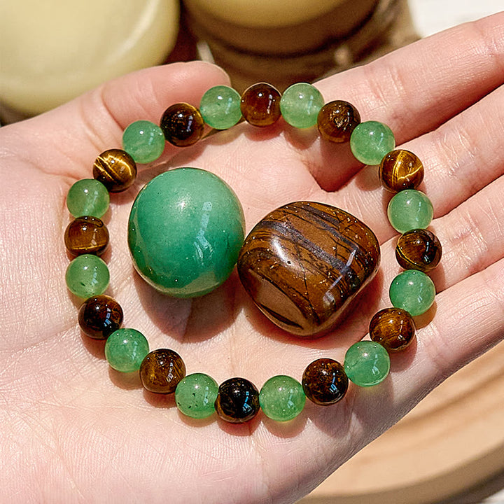 Olivenorma Natural Green Aventurine Tiger Eye Beaded Bracelet - image 0