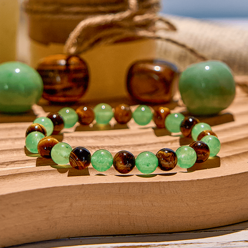 Olivenorma Natural Green Aventurine Tiger Eye Beaded Bracelet - image 2