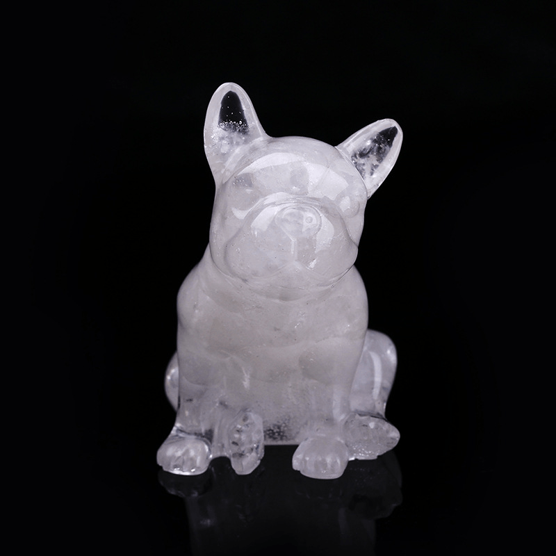 Olivenorma Crystal French Bulldog Gemstone Decoration - White Quartz - image 43