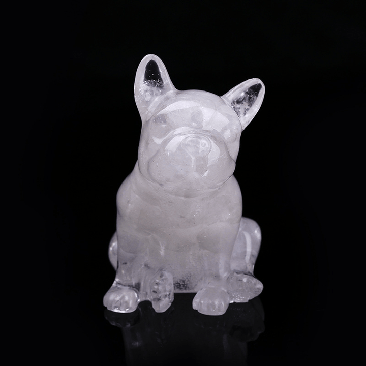 Olivenorma Crystal French Bulldog Gemstone Decoration - White Quartz - image 43