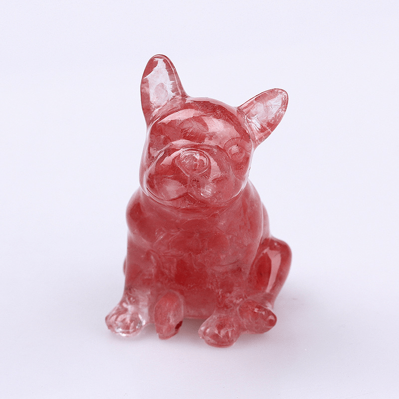 Olivenorma Crystal French Bulldog Gemstone Decoration - Strawberry Quartz - image 41